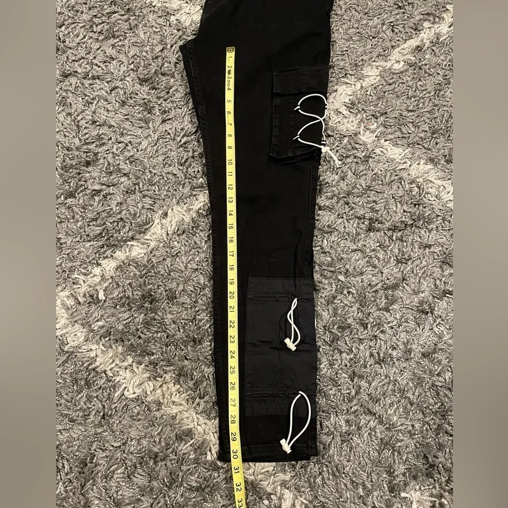 Serenede Mens Black Cargo Jeans Size 38-30